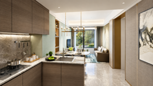 Mandani Bay Quay 2 Bedroom Garden Suite - Living and Kitchen Area